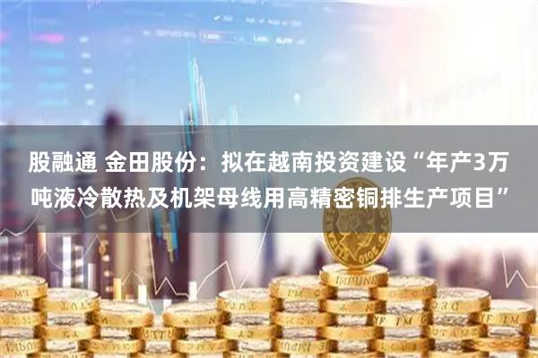 股融通 金田股份：拟在越南投资建设“年产3万吨液冷散热及机架母线用高精密铜排生产项目”