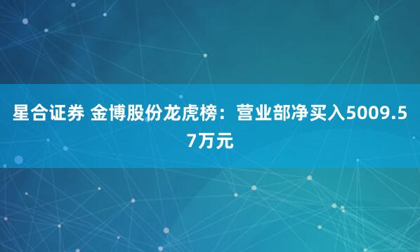 星合证券 金博股份龙虎榜：营业部净买入5009.57万元